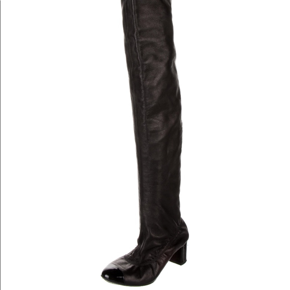 CHANEL Tall Over-the-Knee boots w/patent trim HOT!